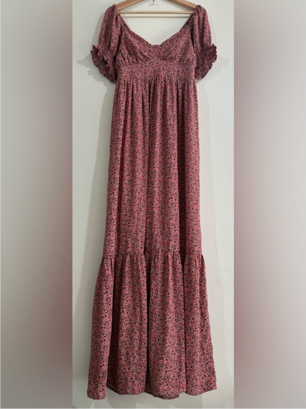 Pinkblush Pink Floral Maxi Dress with Puff Sleeves